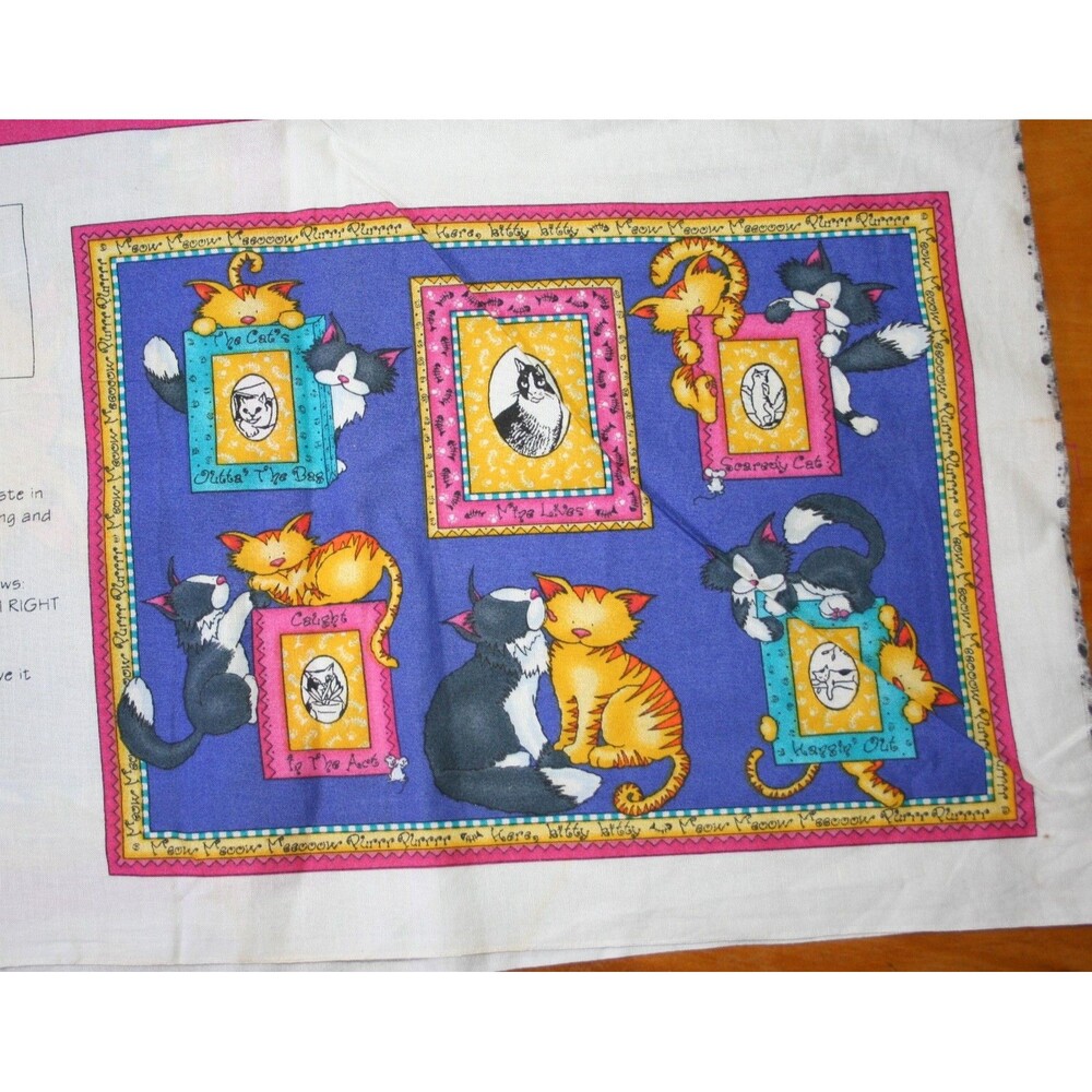 Daisy Kingdom Memory Lane Cat Meow Photo Quilt Fabric Panel New